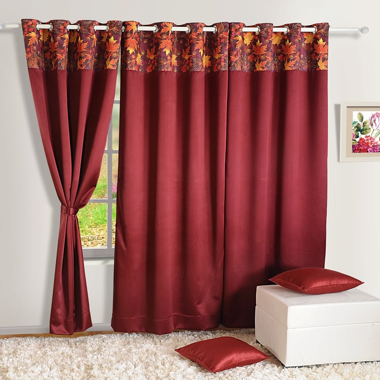 SWAYAM Set of 2 Printed Blackout Door Curtains