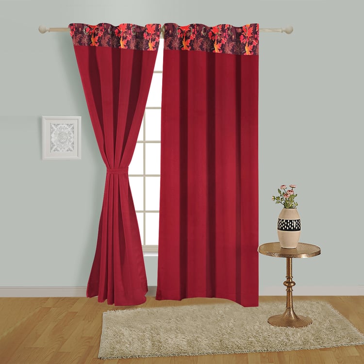 SWAYAM Set of 2 Printed Blackout Door Curtains