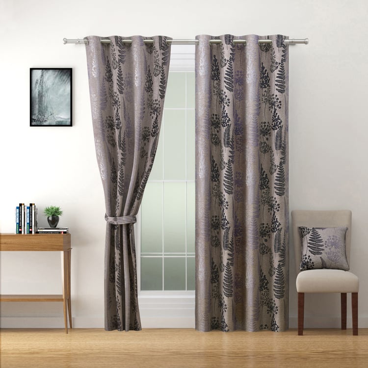 SWAYAM Zinnia Set of 2 Printed Room-Darkening Door Curtains