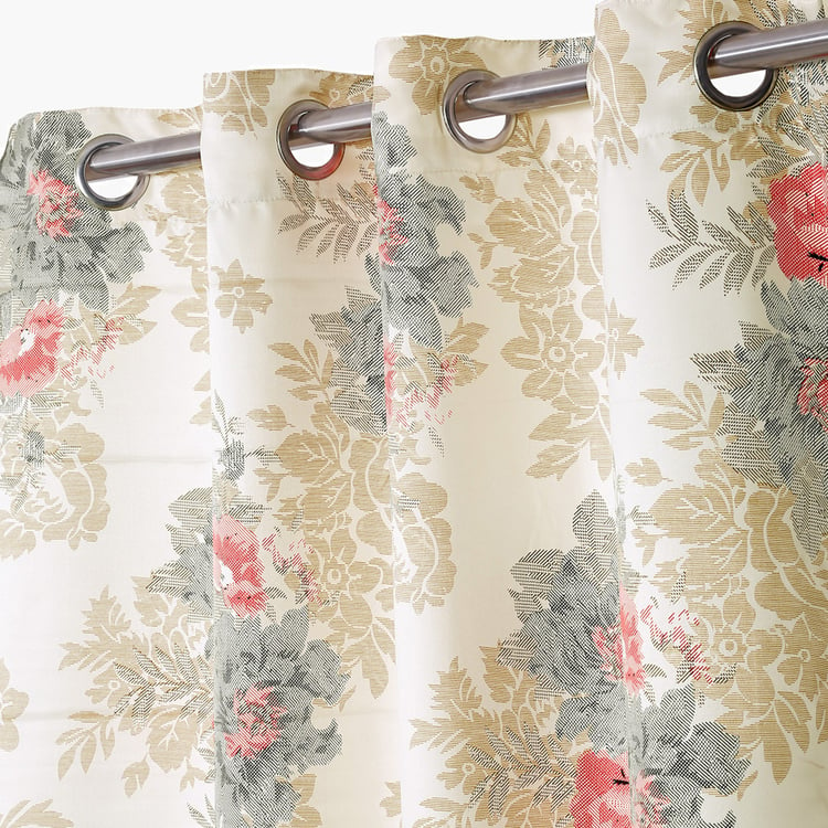 SWAYAM Zinnia Set of 2 Floral Print Room Darkening Door Curtains