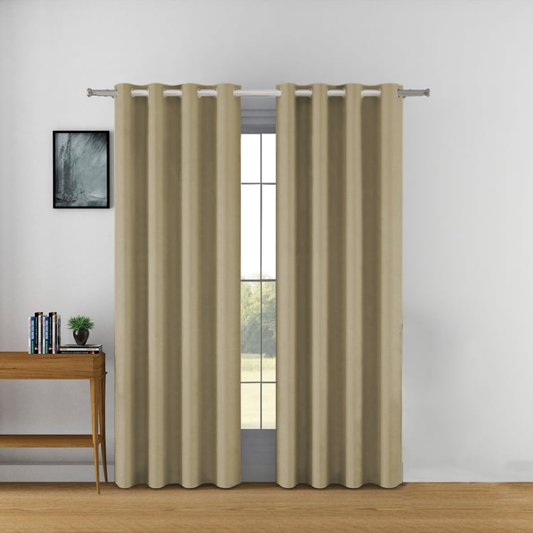 SWAYAM Blackout Door Curtain - Beige