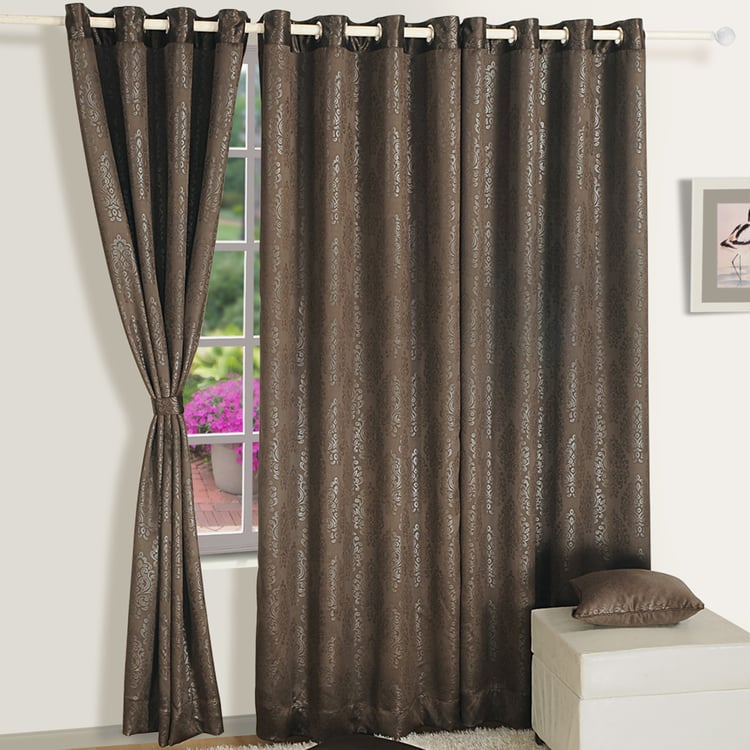 SWAYAM Set of 2 Jacquard Blackout Door Curtains