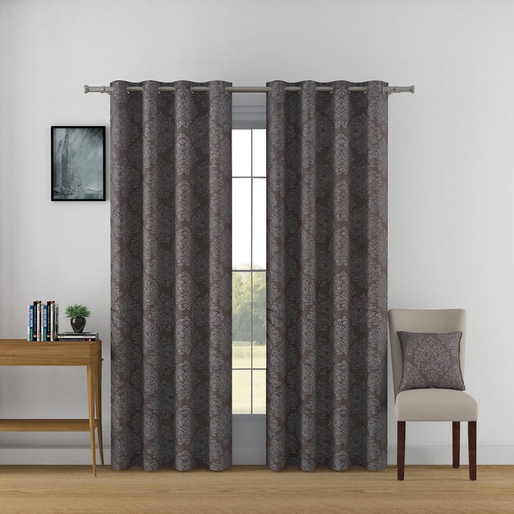 SWAYAM Set of 2 Jacquard Blackout Door Curtains