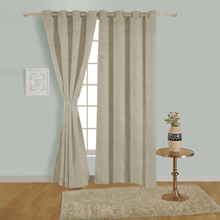 SWAYAM Set of 2 Jacquard Blackout Door Curtains