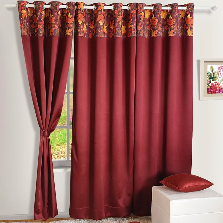 SWAYAM Set of 2 Printed Blackout Door Curtains