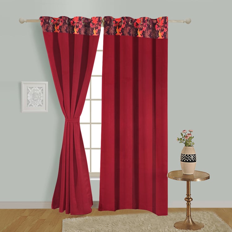 SWAYAM Set of 2 Printed Blackout Door Curtains