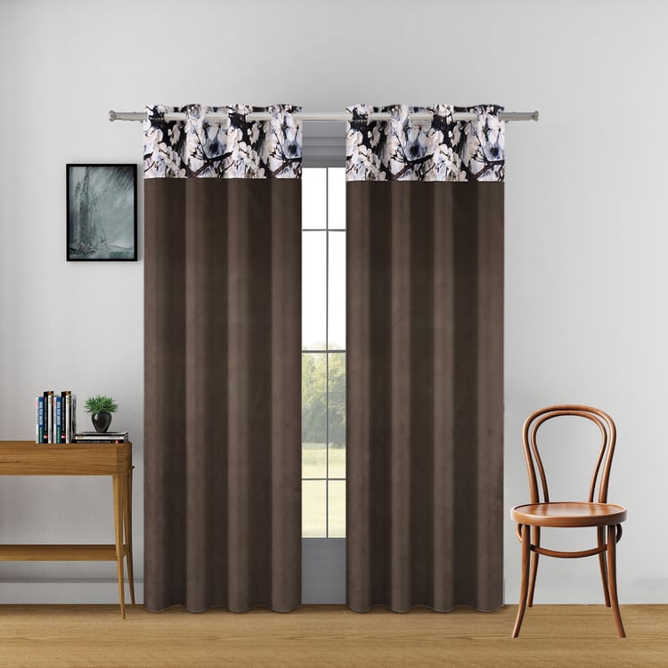 SWAYAM Set of 2 Printed Blackout Door Curtains - 7ft