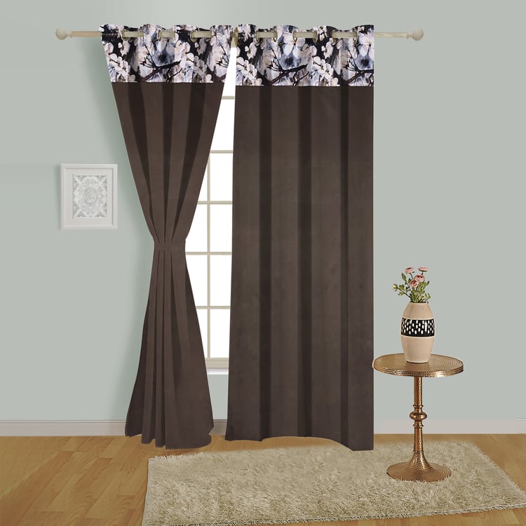 SWAYAM Set of 2 Printed Blackout Door Curtains - 7ft