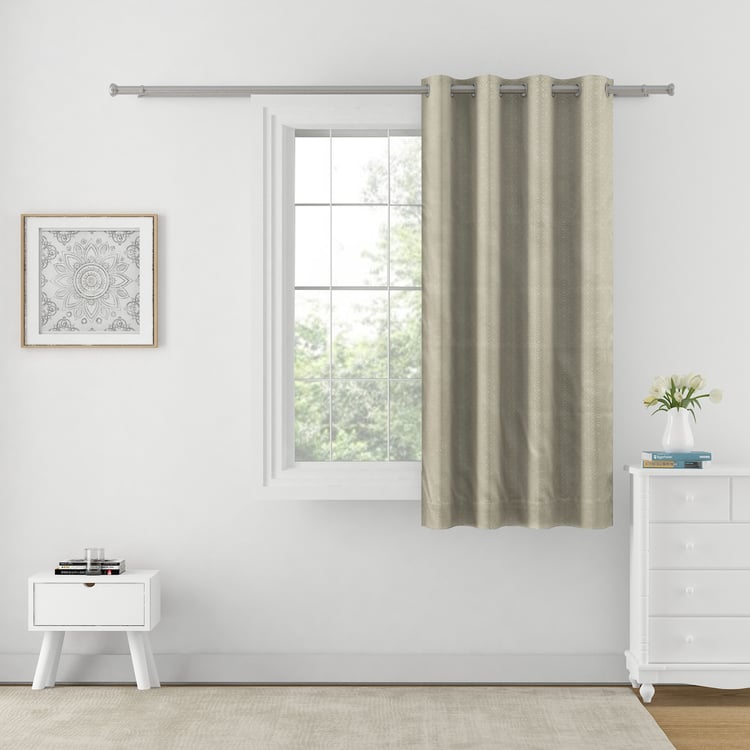 SWAYAM Jacquard Blackout Window Curtain - Beige