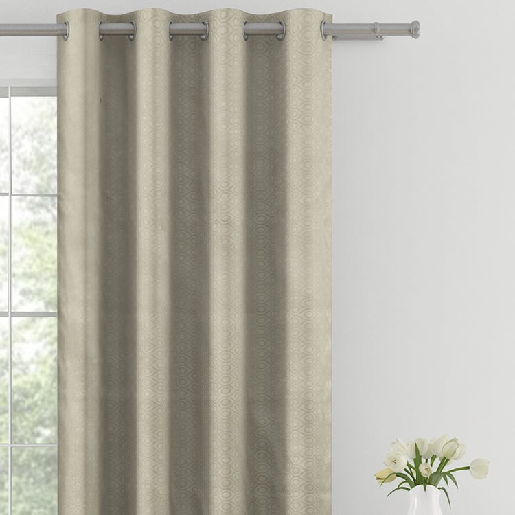 SWAYAM Jacquard Blackout Window Curtain - Beige