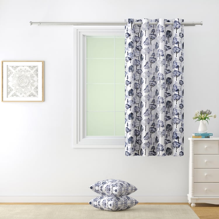 SWAYAM Omega Printed Room-Darkening Window Curtain - White