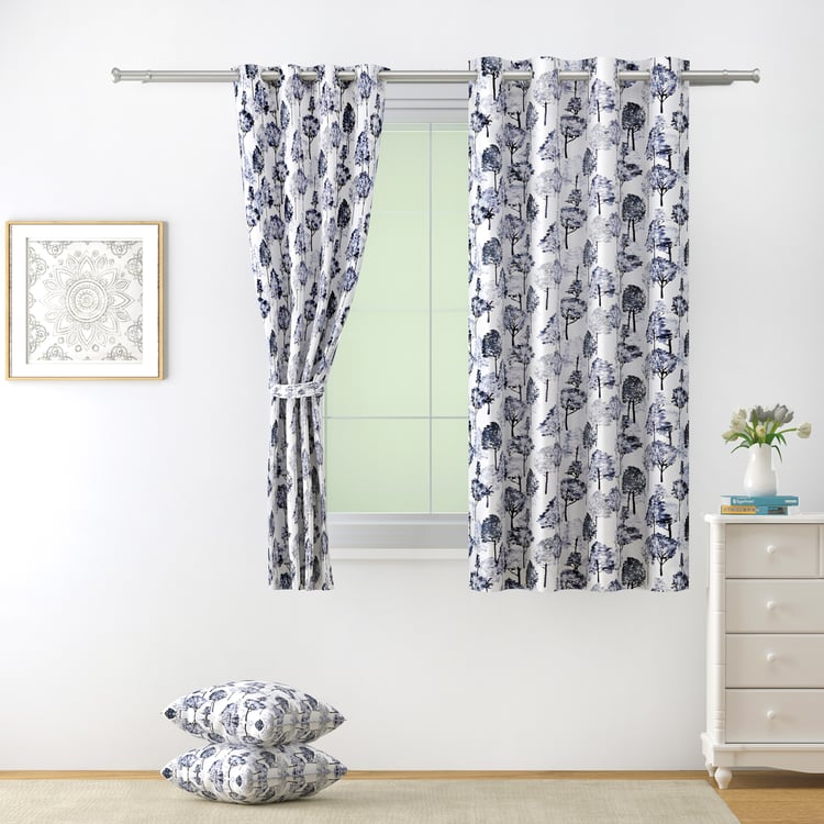 SWAYAM Omega Printed Room-Darkening Window Curtain - White