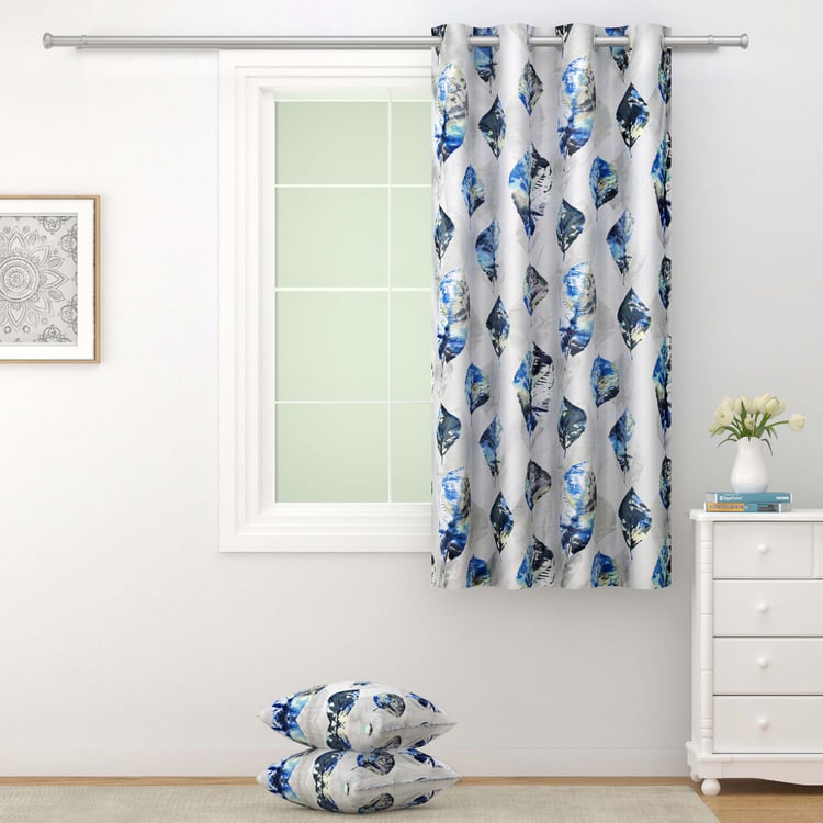 SWAYAM Omega Printed Room-Darkening Window Curtain - White