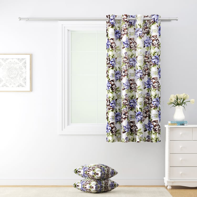 SWAYAM Omega Printed Room-Darkening Window Curtain - Cream