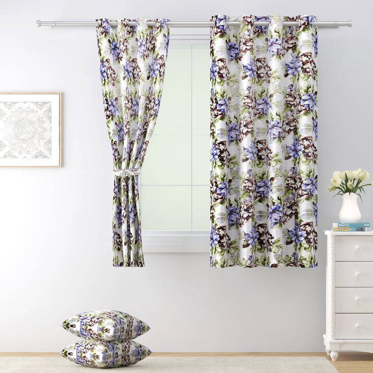 SWAYAM Omega Printed Room-Darkening Window Curtain - Cream