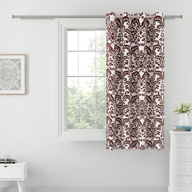 SWAYAM Omega Printed Room-Darkening Window Curtain - Cream