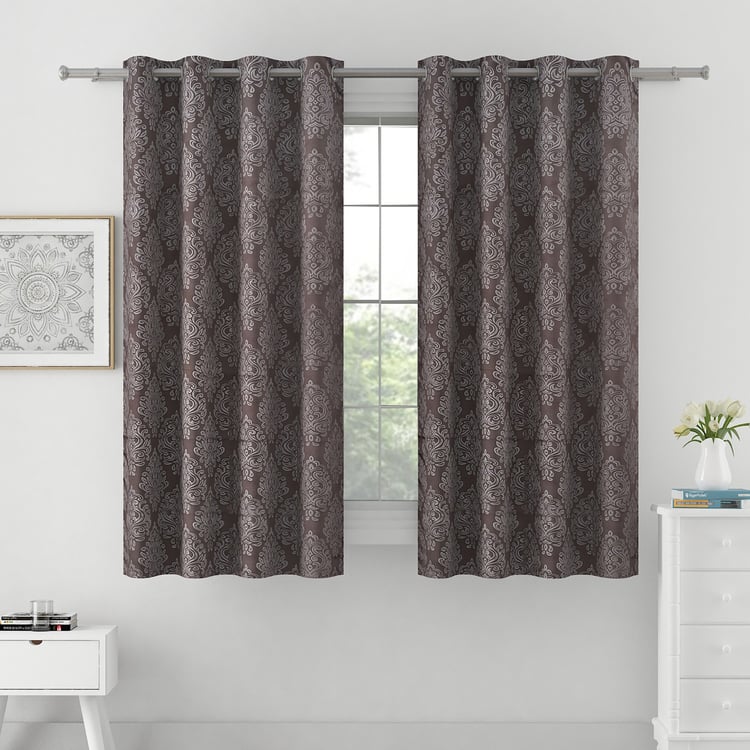 SWAYAM Set of 2 Jacquard Blackout Window Curtains