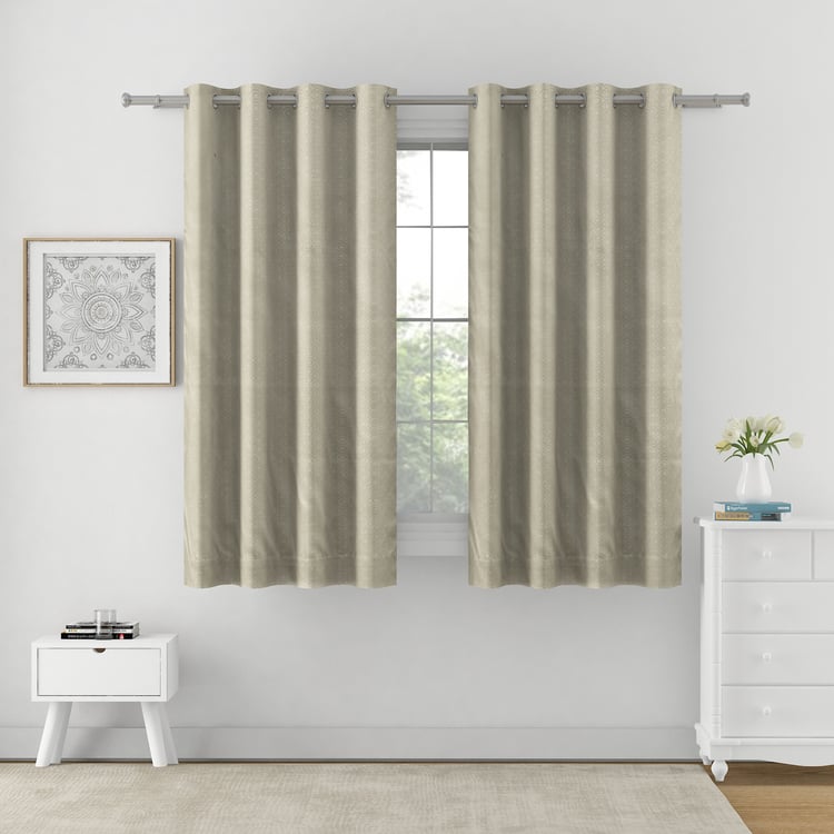 SWAYAM Set of 2 Jacquard Blackout Window Curtains - 5ft