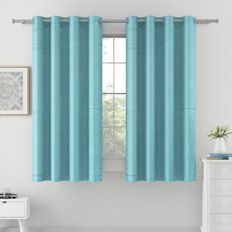 SWAYAM Set of 2 Jacquard Blackout Window Curtains