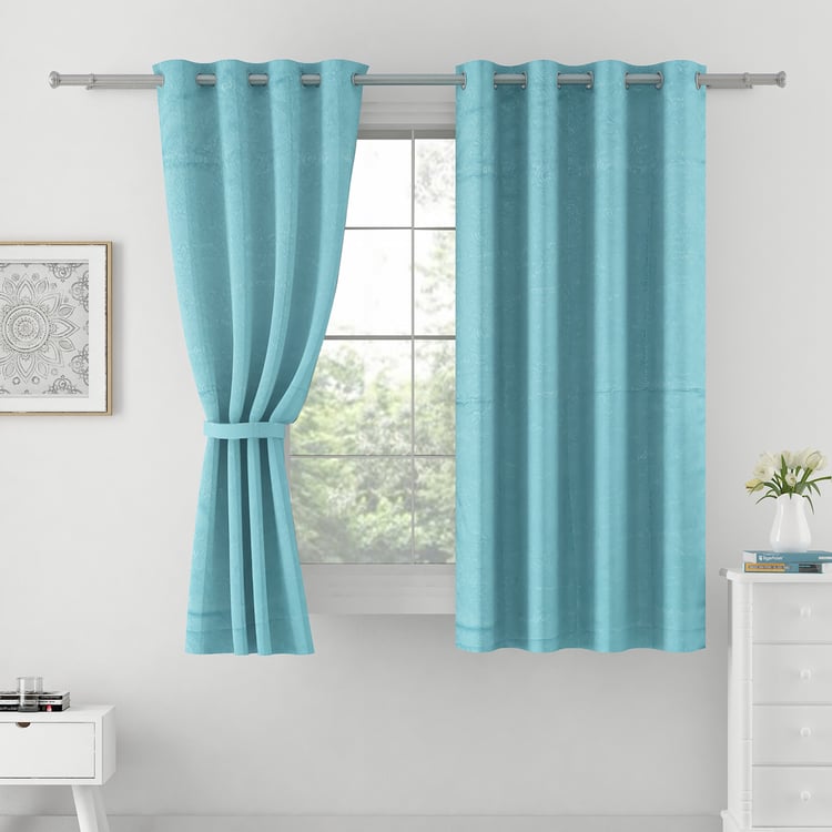 SWAYAM Set of 2 Jacquard Blackout Window Curtains