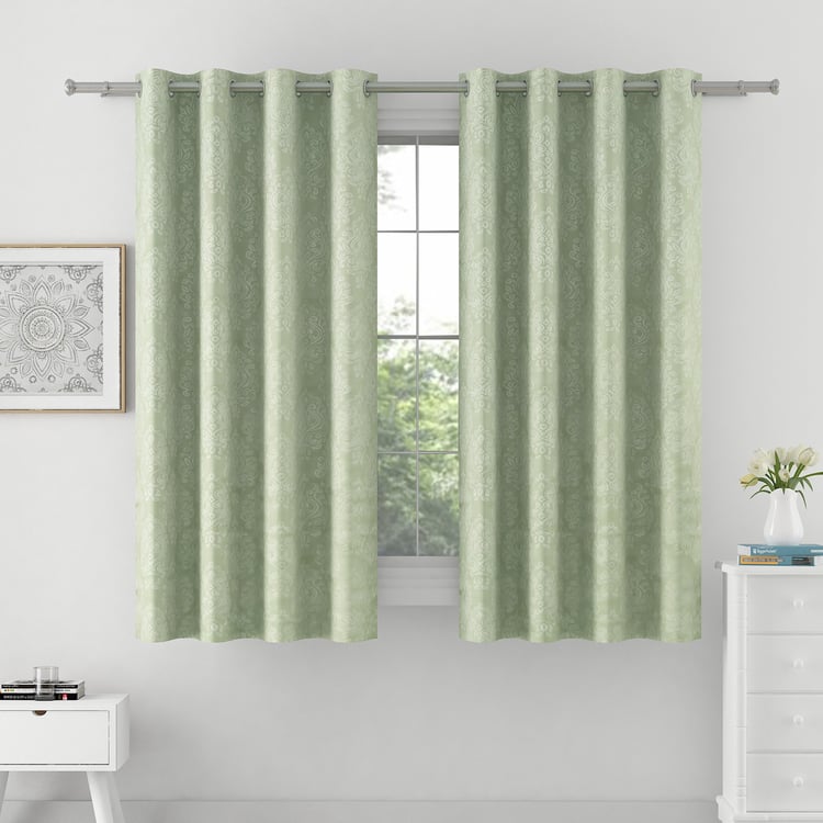 SWAYAM Set of 2 Jacquard Blackout Window Curtains