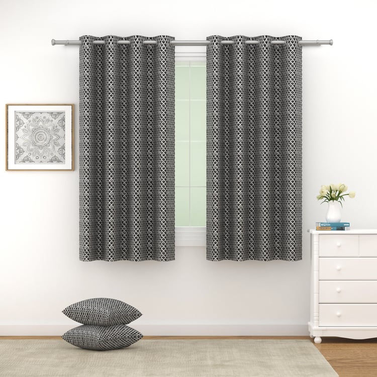 SWAYAM Marble Set of 2 Blackout Window Curtains