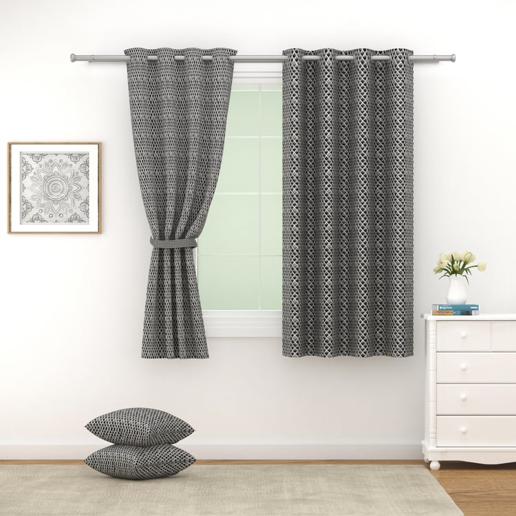 SWAYAM Marble Set of 2 Blackout Window Curtains