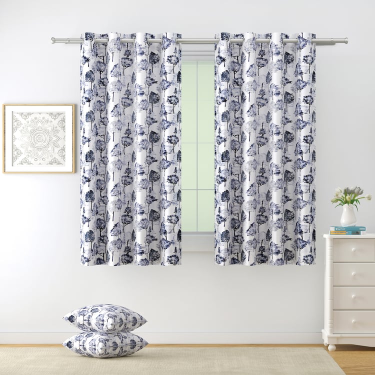 SWAYAM Omega Set of 2 Printed Room Darkening Window Curtains