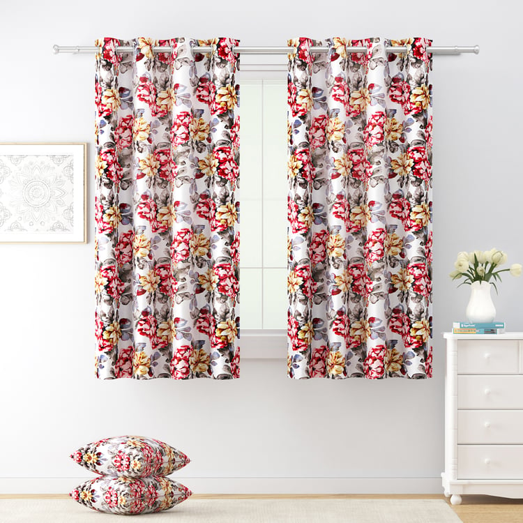 SWAYAM Omega Set of 2 Printed Room Darkening Window Curtains