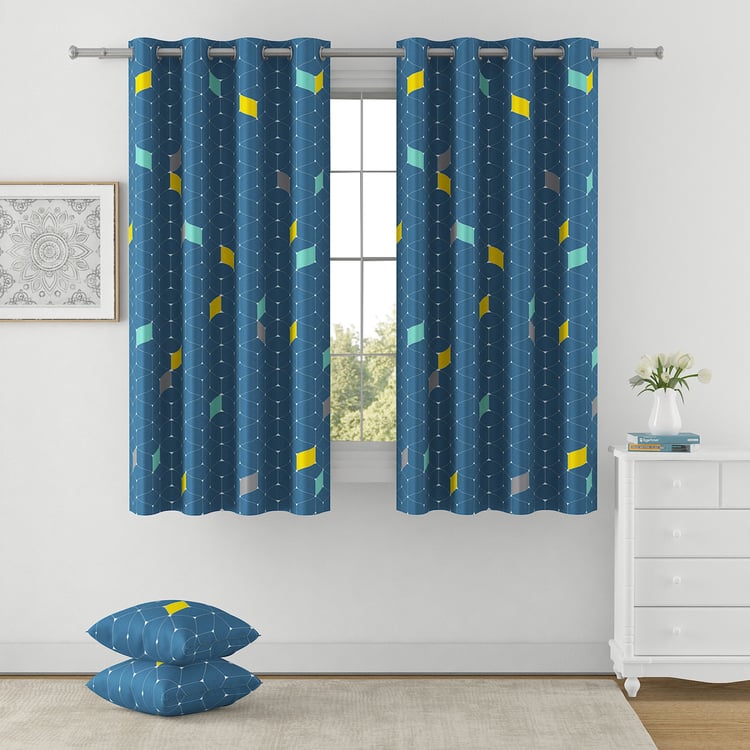 SWAYAM Omega Set of 2 Printed Room-Darkening Window Curtains