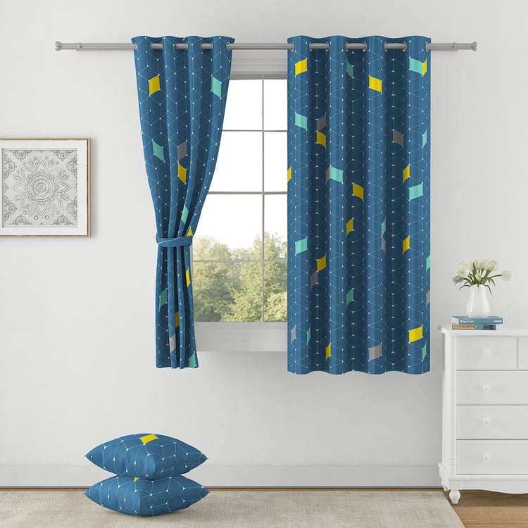 SWAYAM Omega Set of 2 Printed Room-Darkening Window Curtains