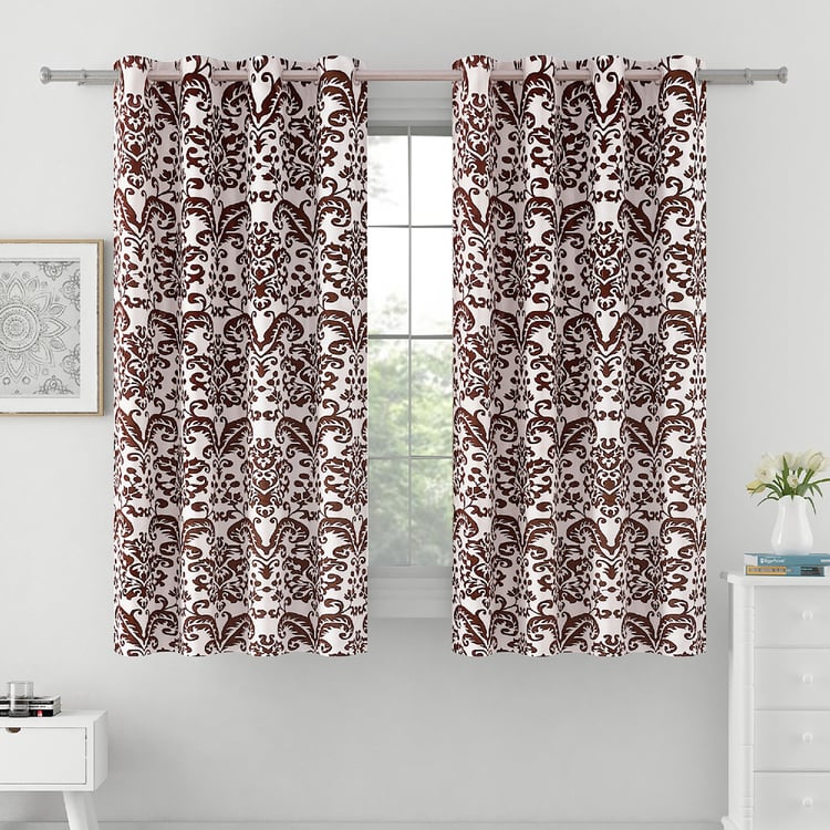 SWAYAM Omega Set of 2 Printed Room-Darkening Window Curtains