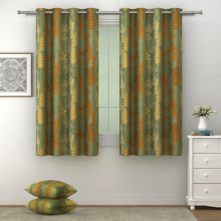 SWAYAM Sigma Set of 2 Printed Room Darkening Window Curtains