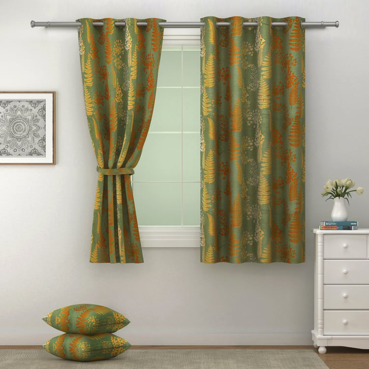 SWAYAM Sigma Set of 2 Printed Room Darkening Window Curtains