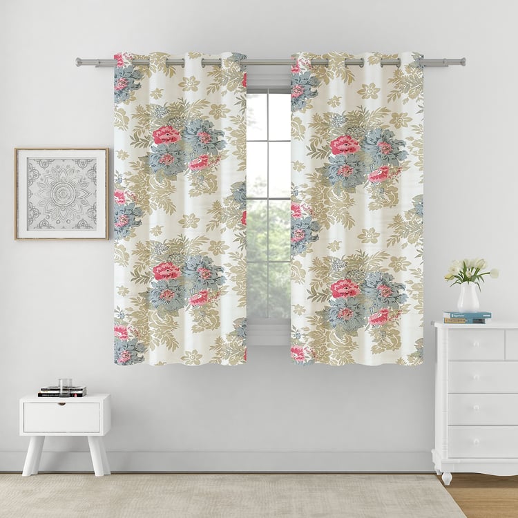 SWAYAM Zinnia Set of 2 Printed Room Darkening Window Curtains