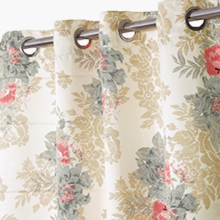 SWAYAM Zinnia Set of 2 Printed Room Darkening Window Curtains