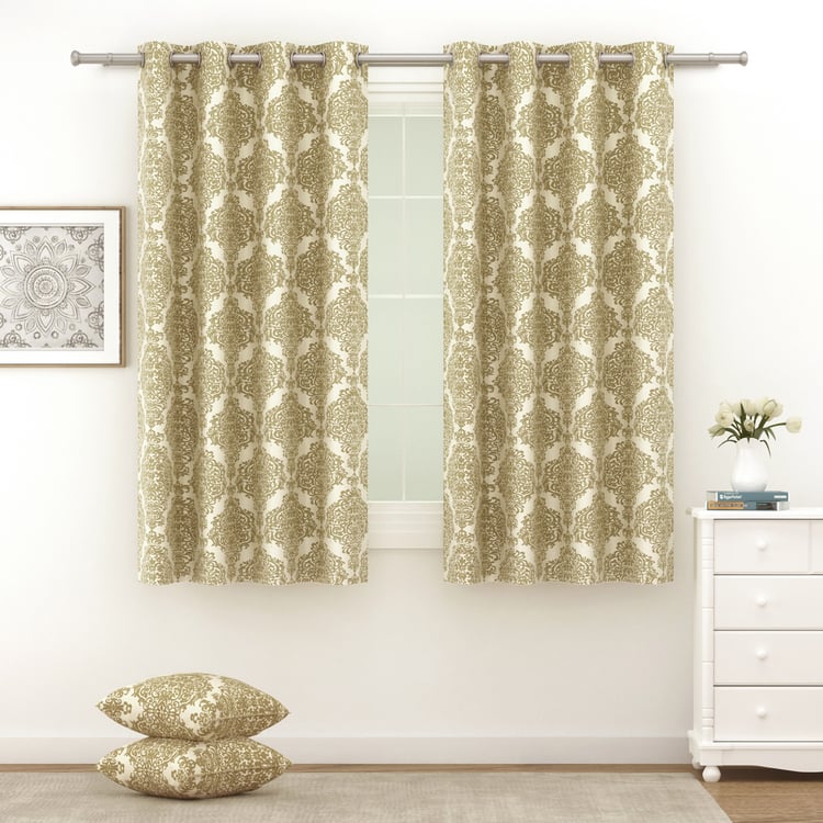 SWAYAM Sigma Set of 2 Printed Room Darkening Window Curtains