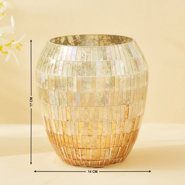 Mabel Kamal Glass Mosaic Hurricane Candle Holder - Large