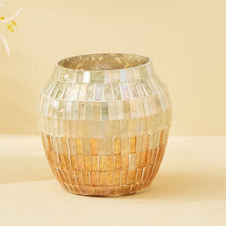 Mabel Kamal Glass Mosaic Hurricane Candle Holder - Small