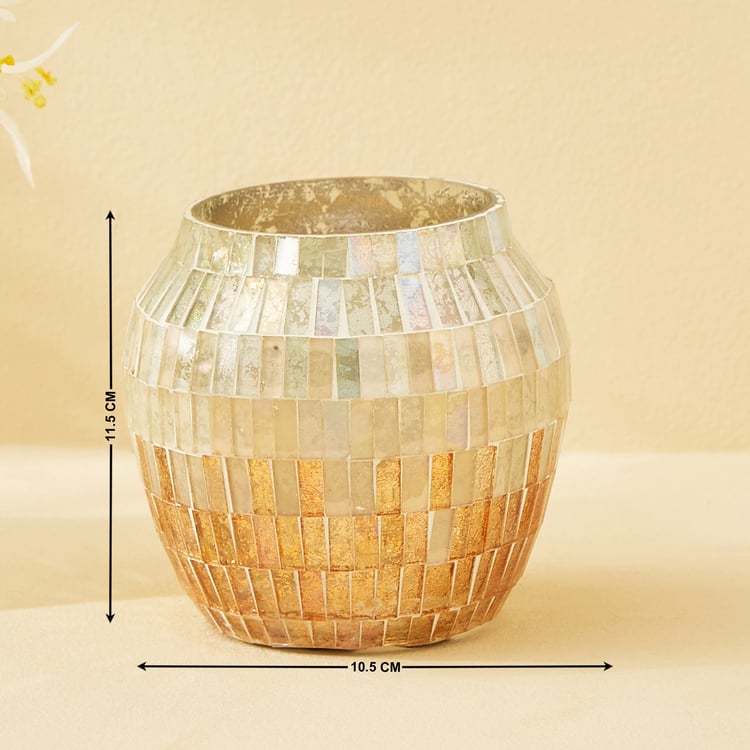 Mabel Kamal Glass Mosaic Hurricane Candle Holder - Small