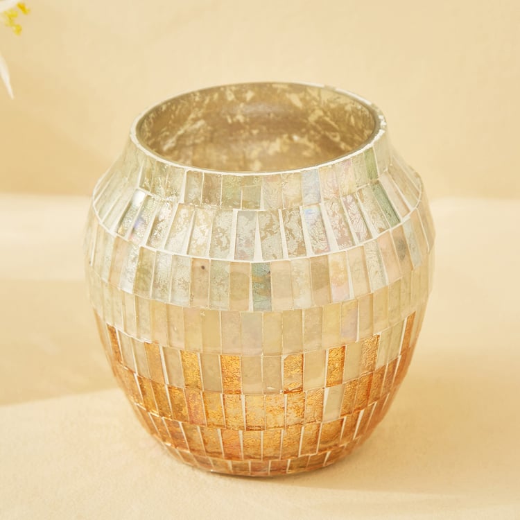 Mabel Kamal Glass Mosaic Hurricane Candle Holder - Small