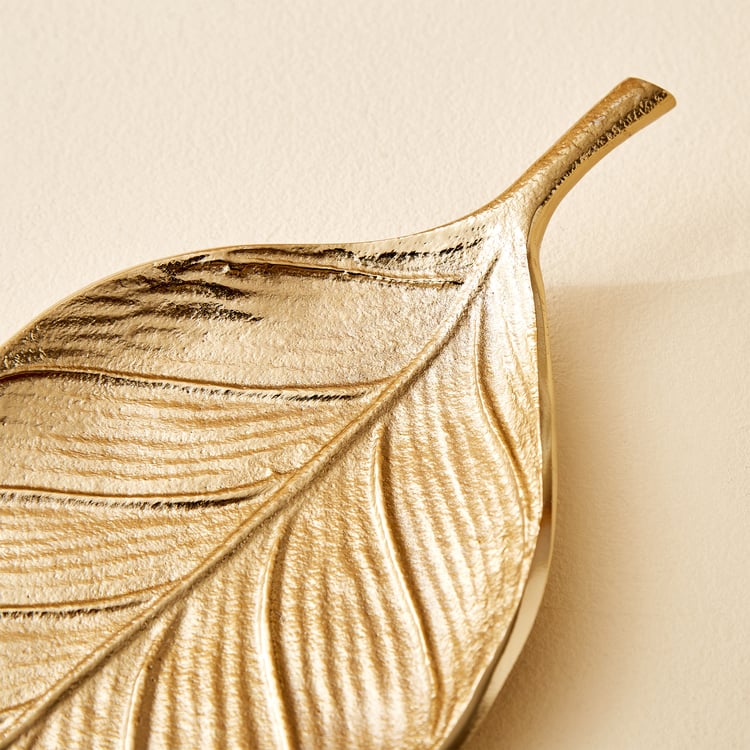 Hoovu Jade Metal Decorative Leaf Platter