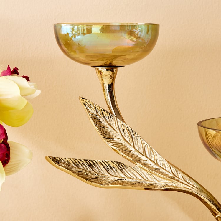 Hoovu Jade Glass Jewellery Stand with Leaf Plate