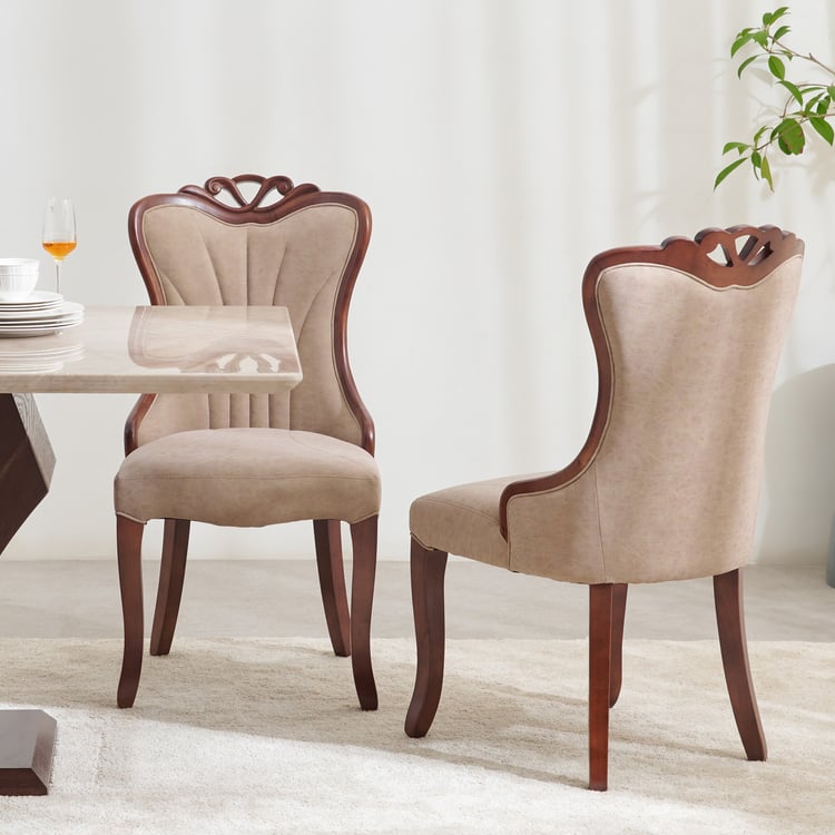 Empire Set of 2 Faux Leather Dining Chairs - Beige