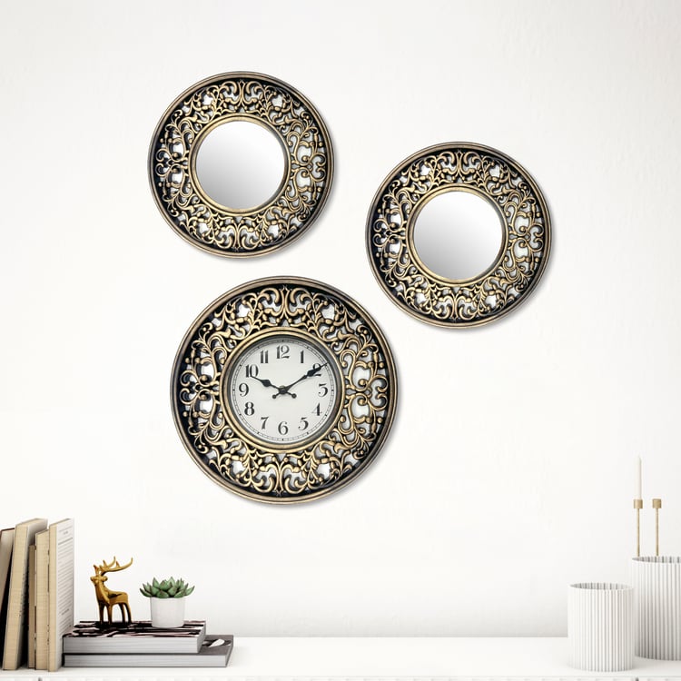Corsica Corvus 3Pcs Perforated Mirros and Clock Set