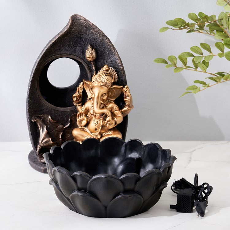 Corsica Alpine Polyresin Festive Ganesha Fountain - 25.5x39cm