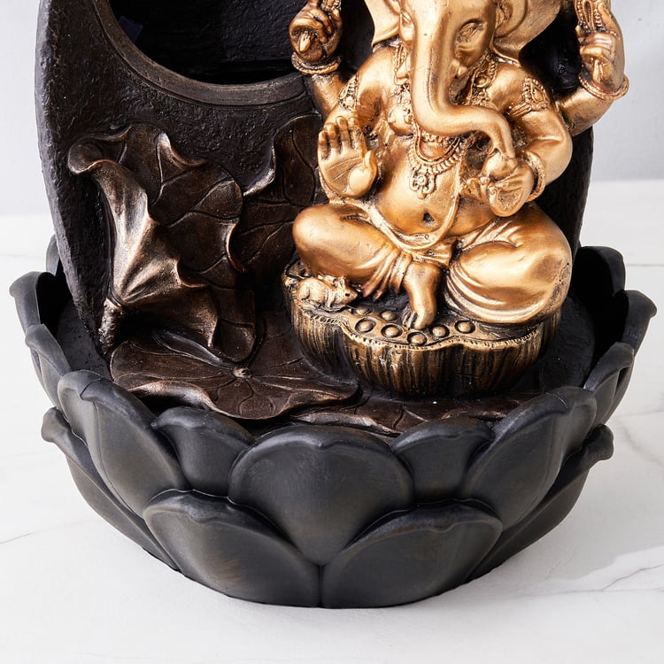 Corsica Alpine Polyresin Festive Ganesha Fountain - 25.5x39cm