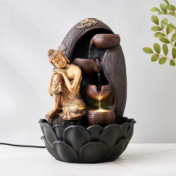 Corsica Alpine Polyresin Resting Buddha Fountain - 24.5x37cm