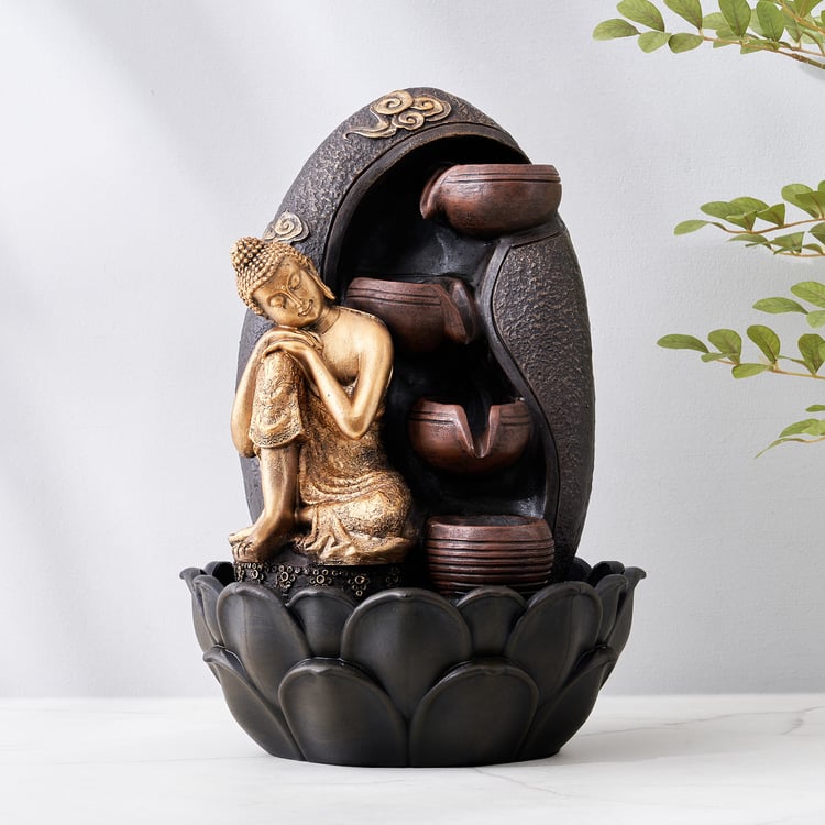 Corsica Alpine Polyresin Resting Buddha Fountain - 24.5x37cm