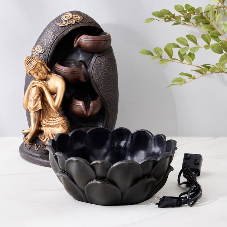 Corsica Alpine Polyresin Resting Buddha Fountain - 24.5x37cm